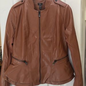 GILI Faux Leather Double Peplum Jacket